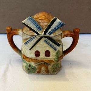 Vintage Danish Windmill Sugar Bowl with Lid Made in Japan